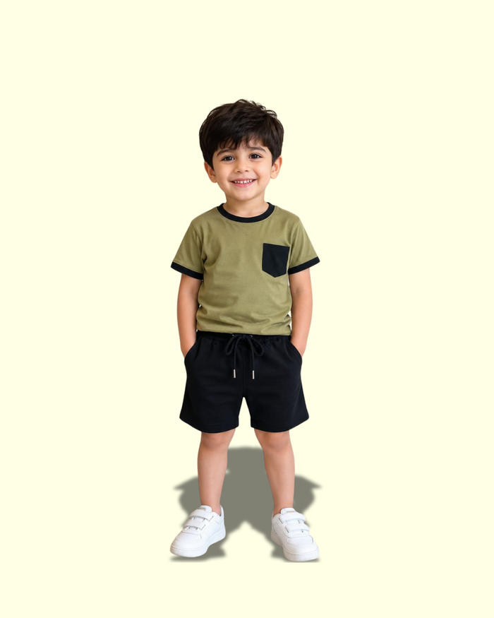 Contrast Pocket T-Shirt & Shorts